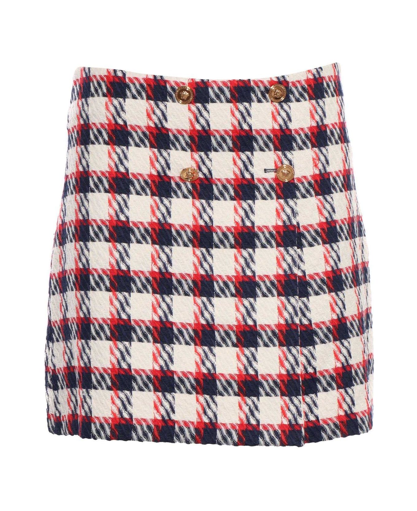 Versace Checked Tweed Skirt - Bianco