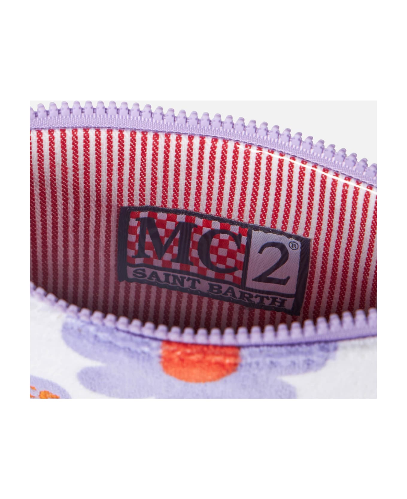 MC2 Saint Barth Parisienne Terry Pouch Bag With Violet And Orange Daisy Print - PINK クラッチバッグ