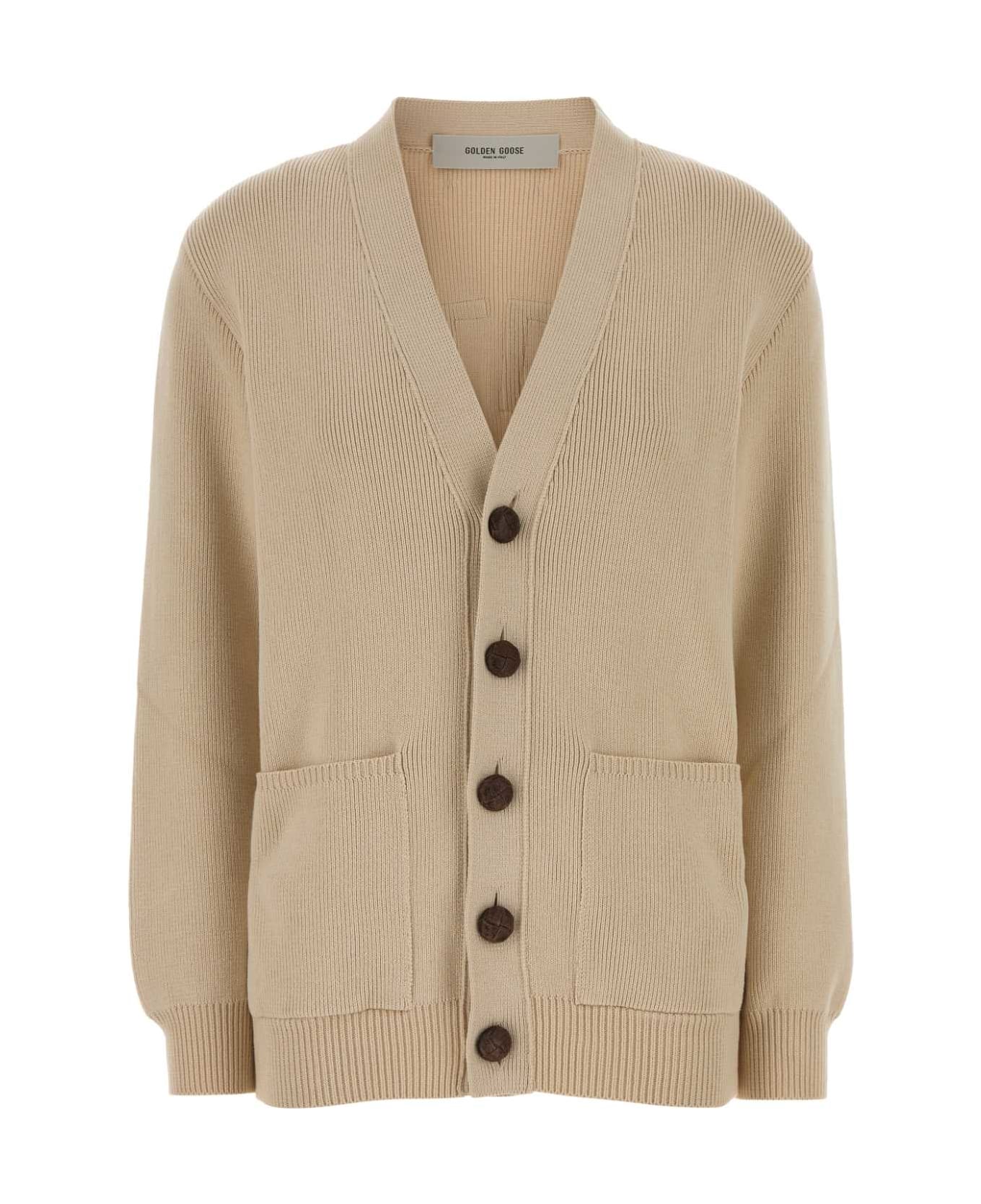 Golden Goose Beige Stretch Cotton Blend Danielle Cardigan - TRAVERTINE