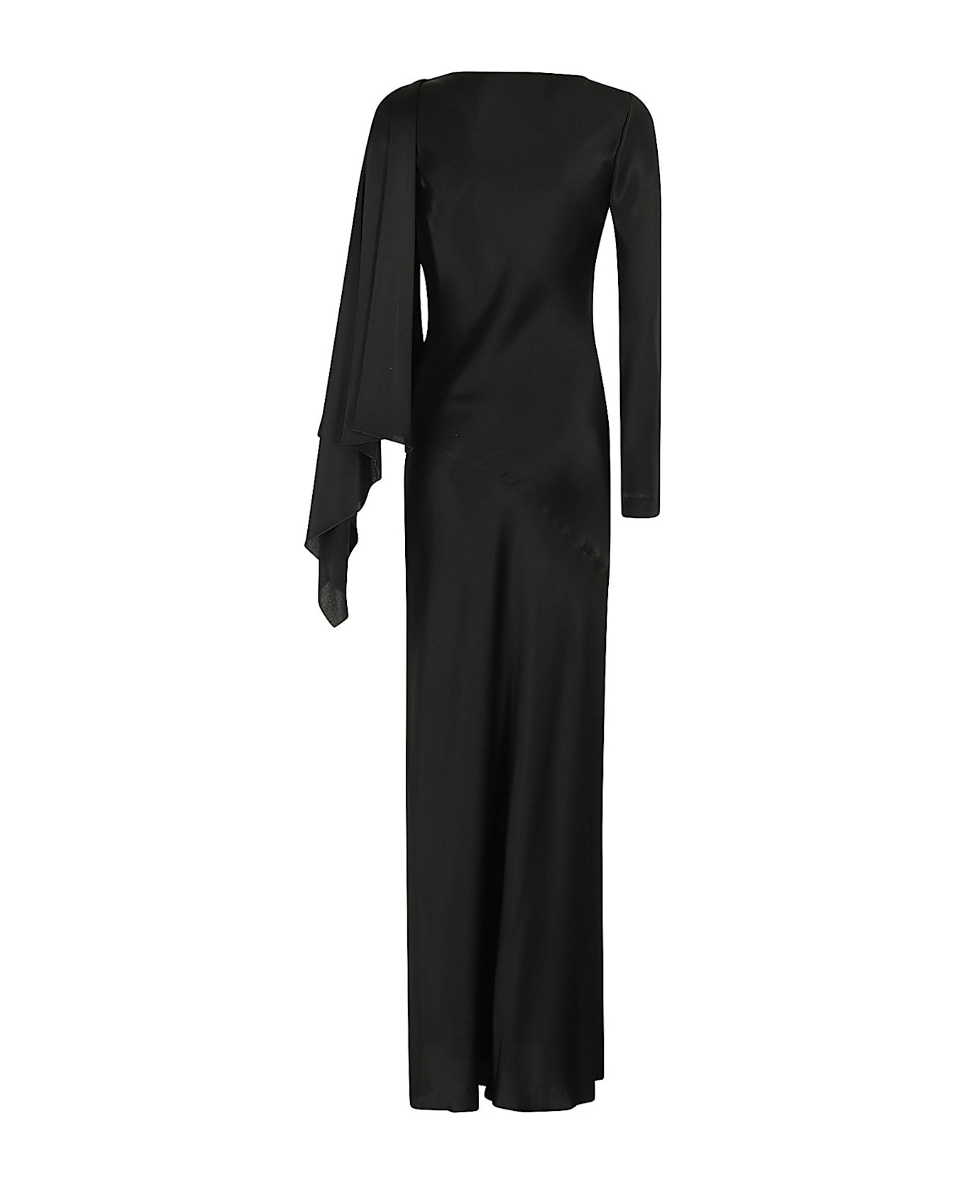 Alberta Ferretti Kimono Sleeved Satin Dress - Nero