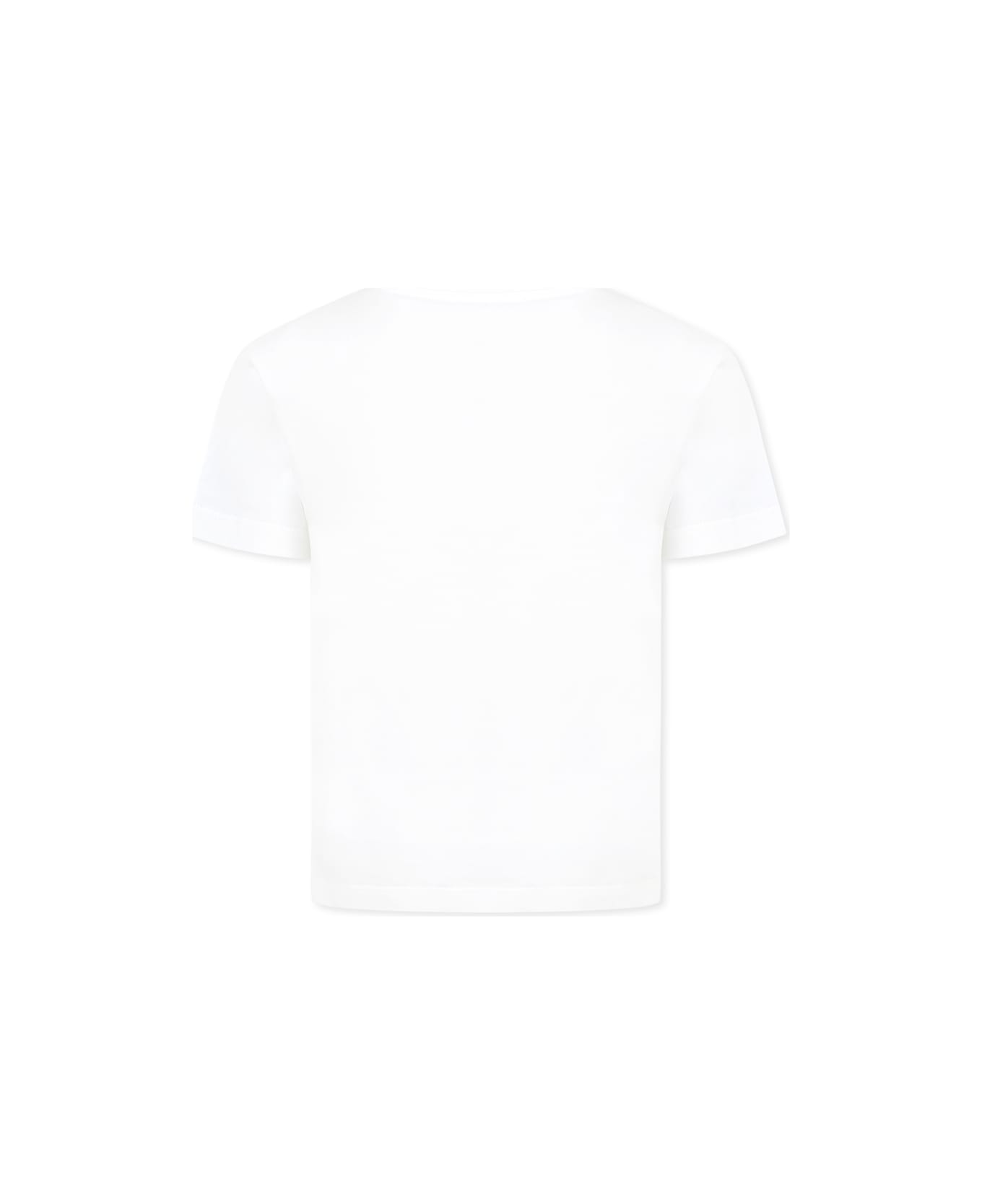 Dolce 
Gabbana White T-shirt For Girl With Logo - White