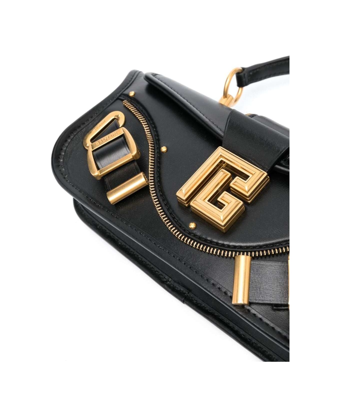 Balmain 'blaze' Black Clutch Bag With Pb Logo And Buckles In Smooth Leather Woman - Nero
