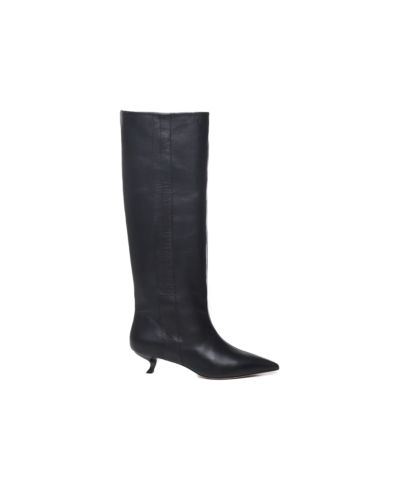 Alchimia Low Heel Leather Boots - Black ブーツ