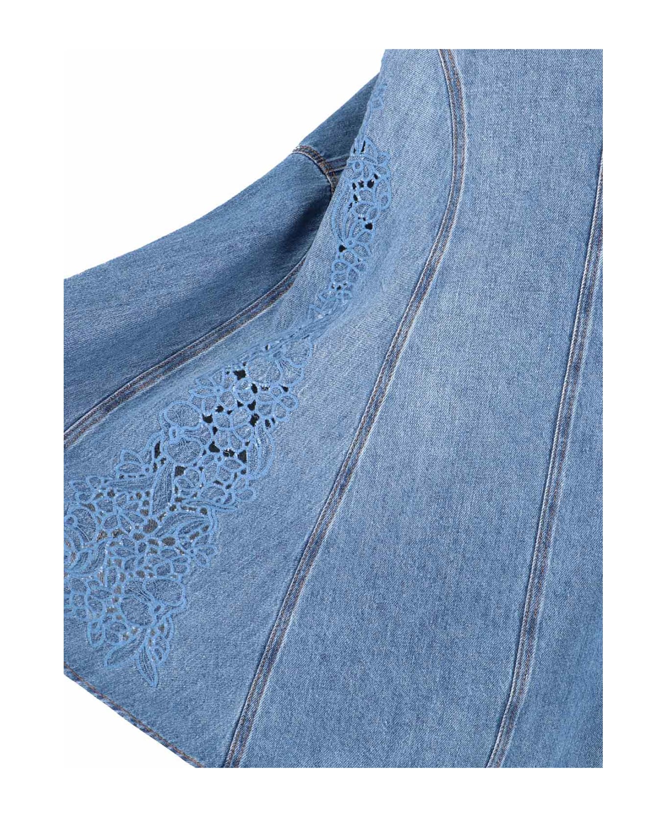 Chloé Embroidery Midi Skirt - Blue