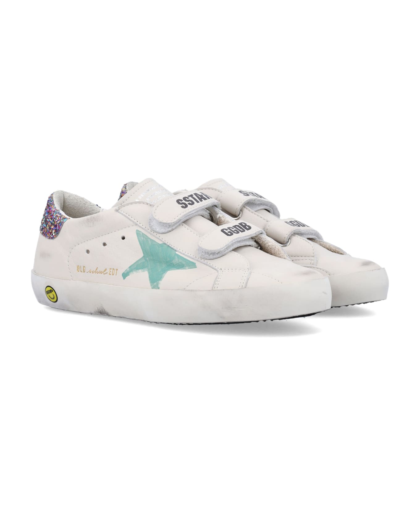 Golden Goose Kid - Old School Sneakers - WHITE/AQUA GREEN