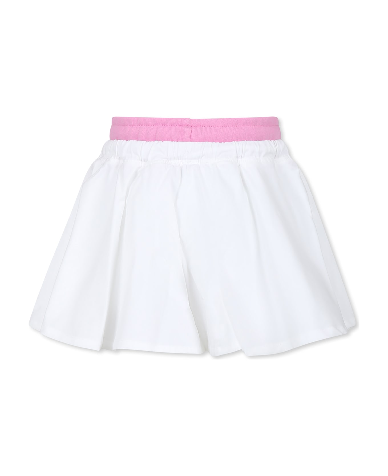 MSGM White Skirt For Girl With Logo - White