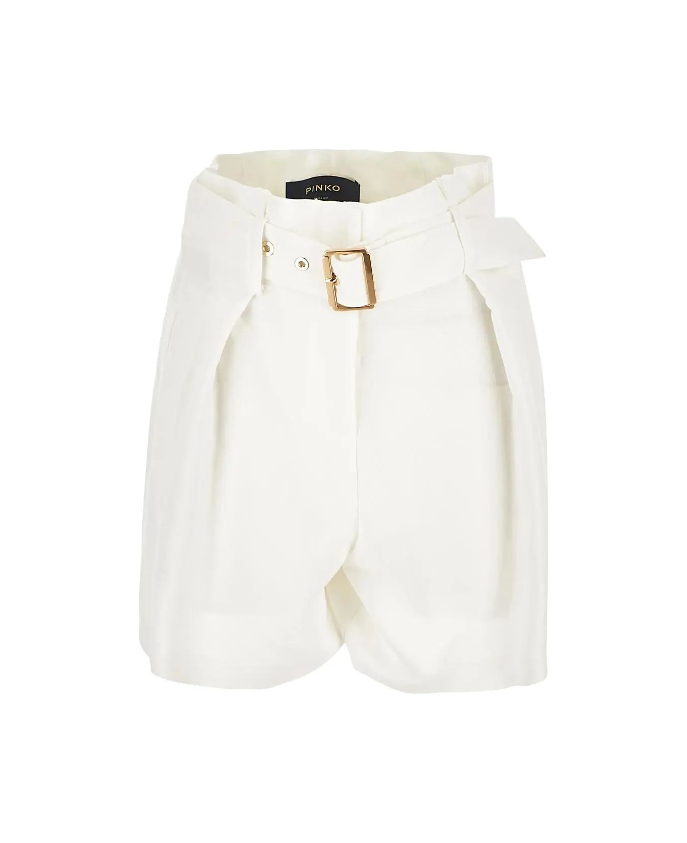 Pinko Shorts "semplice" In Linen Blend - Bianco