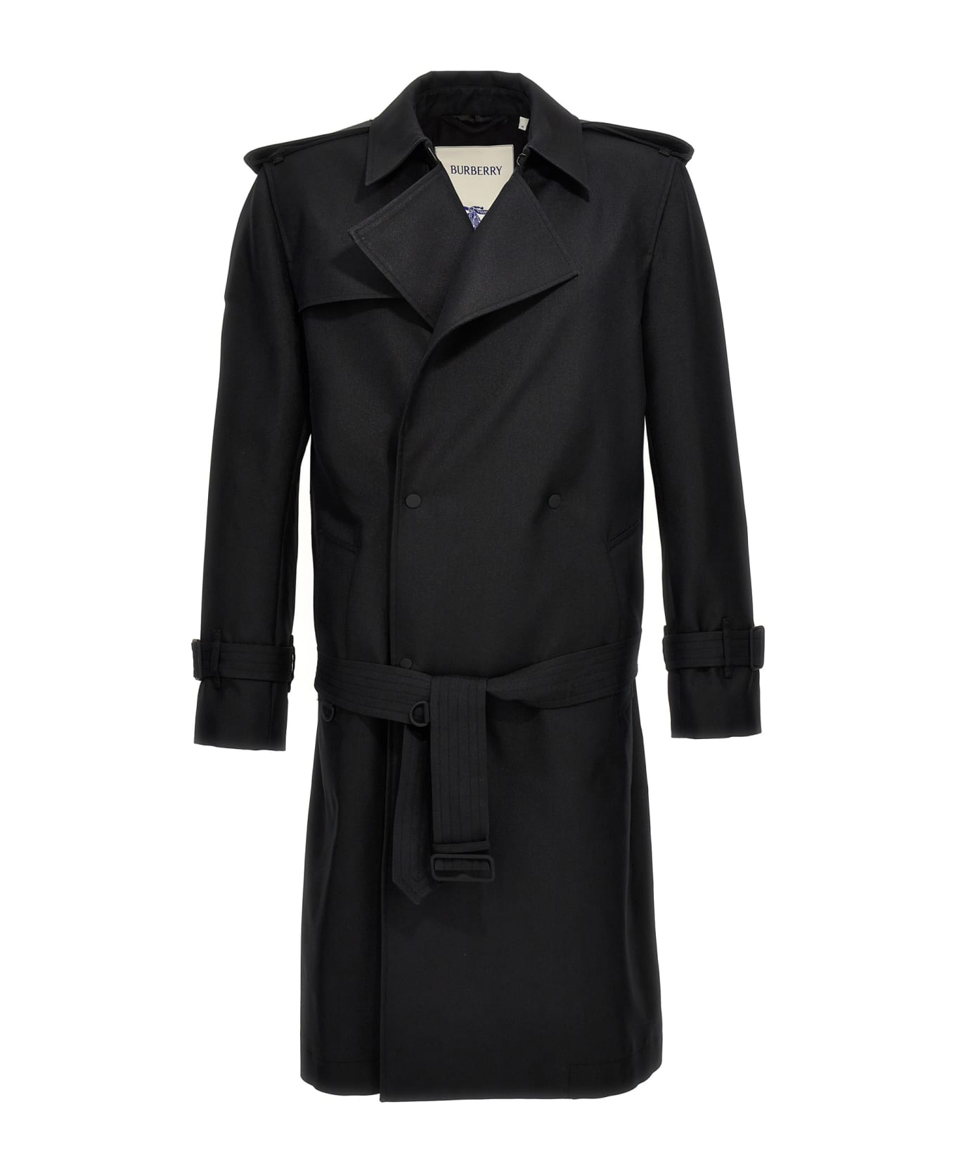 Burberry Double-breasted Long Trench Coat - Black