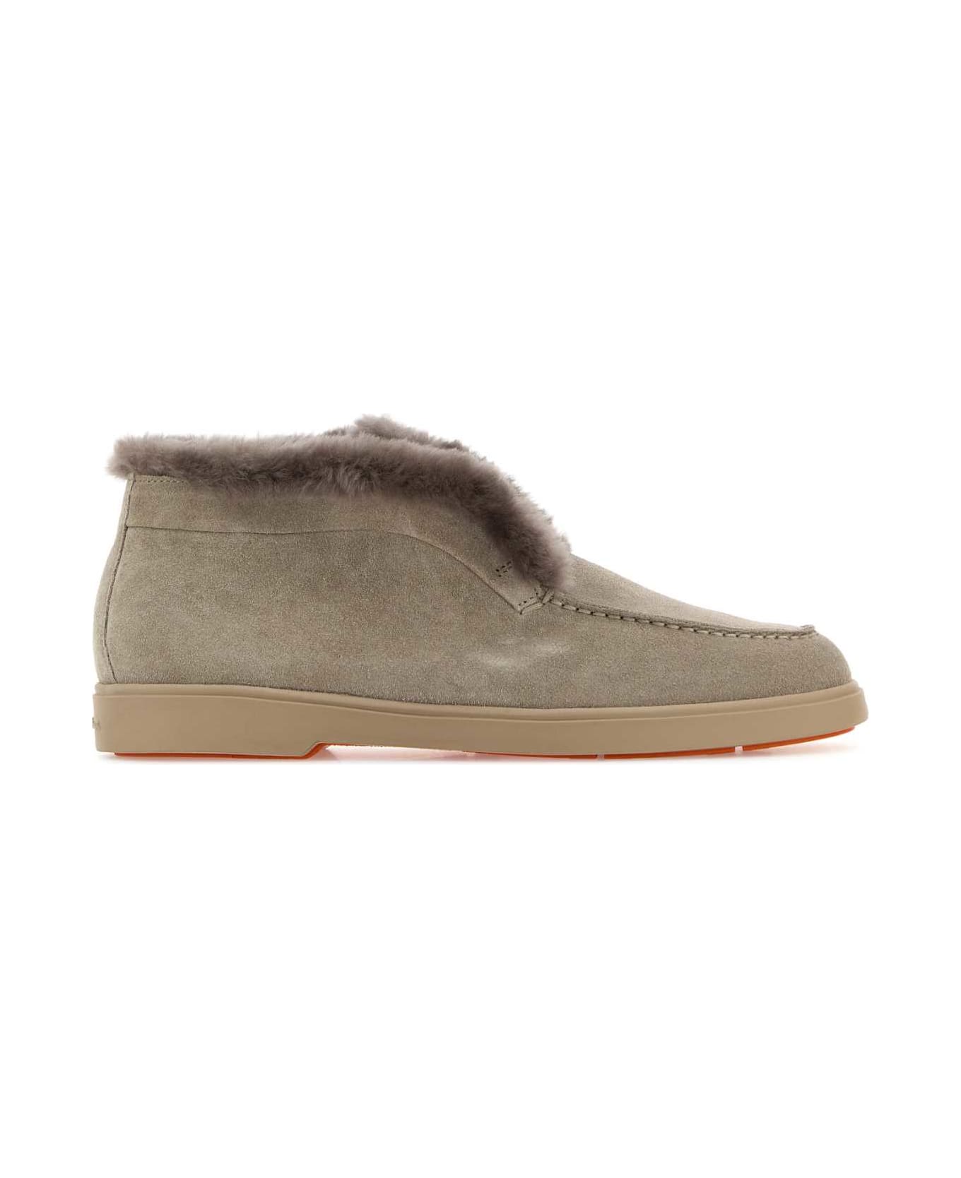 Santoni Dove Grey Suede Ankle Boots - BEIGE