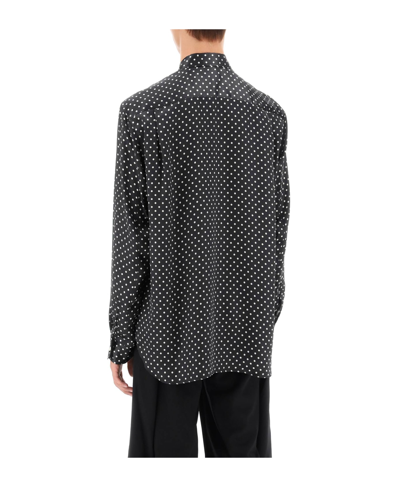 Comme Des Garçons Homme Plus Satin Shirt With Eco-fur Inserts - BLACK WHT BLK (White)