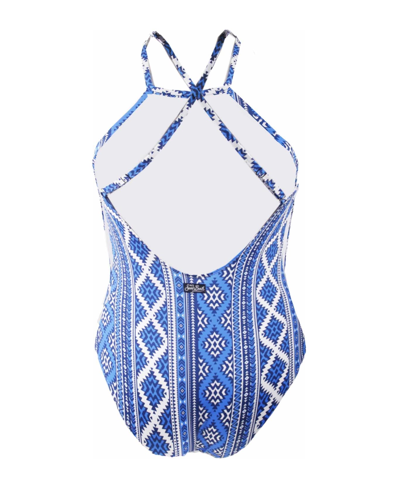 MC2 Saint Barth Geometric Print One Piece Swimsuit - WHITE