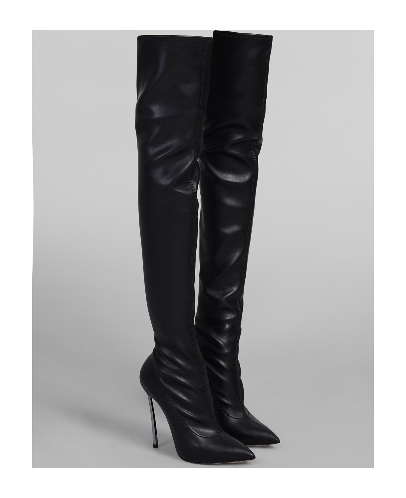 Casadei Blade High Heels Boots In Black Leather - black