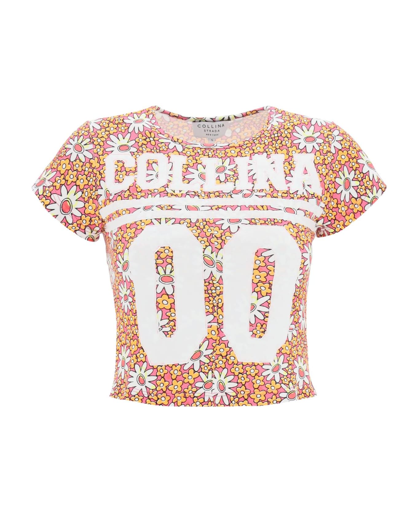 Collina Strada 'hi-liter' Cropped T-shirt - HI LITER FLORAL (Orange)