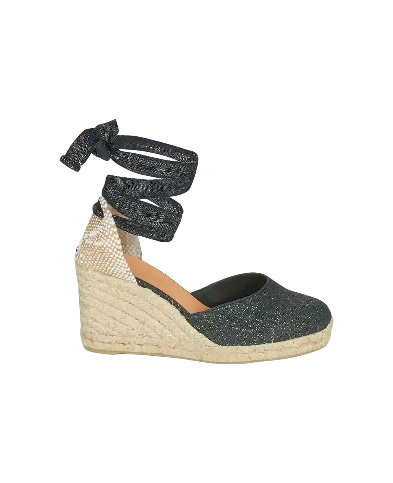 Castañer Grey Lace-up Espadrille Sandals In Cotton Woman - Grey ウェッジシューズ