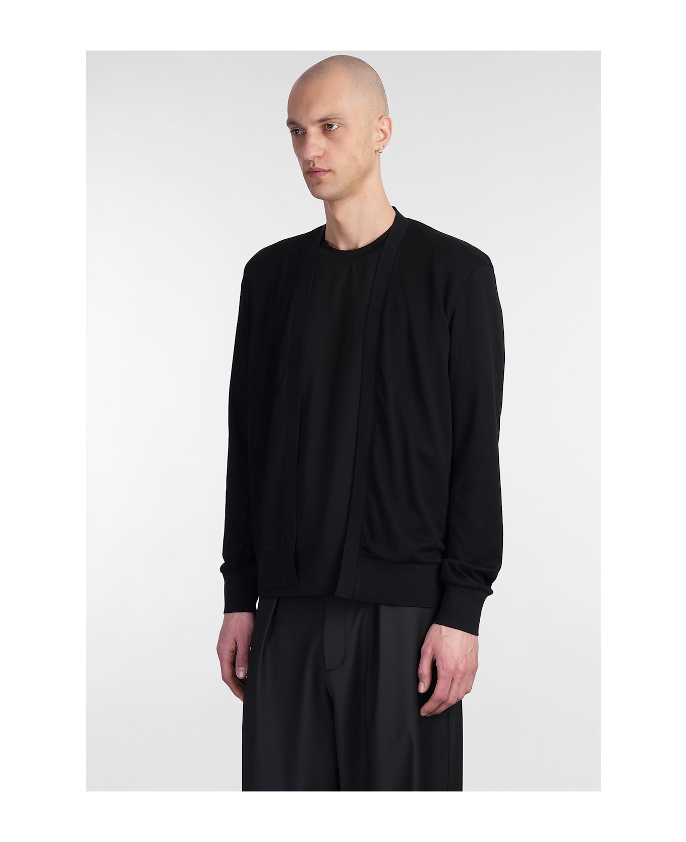 Attachment Cardigan In Black Cotton - black