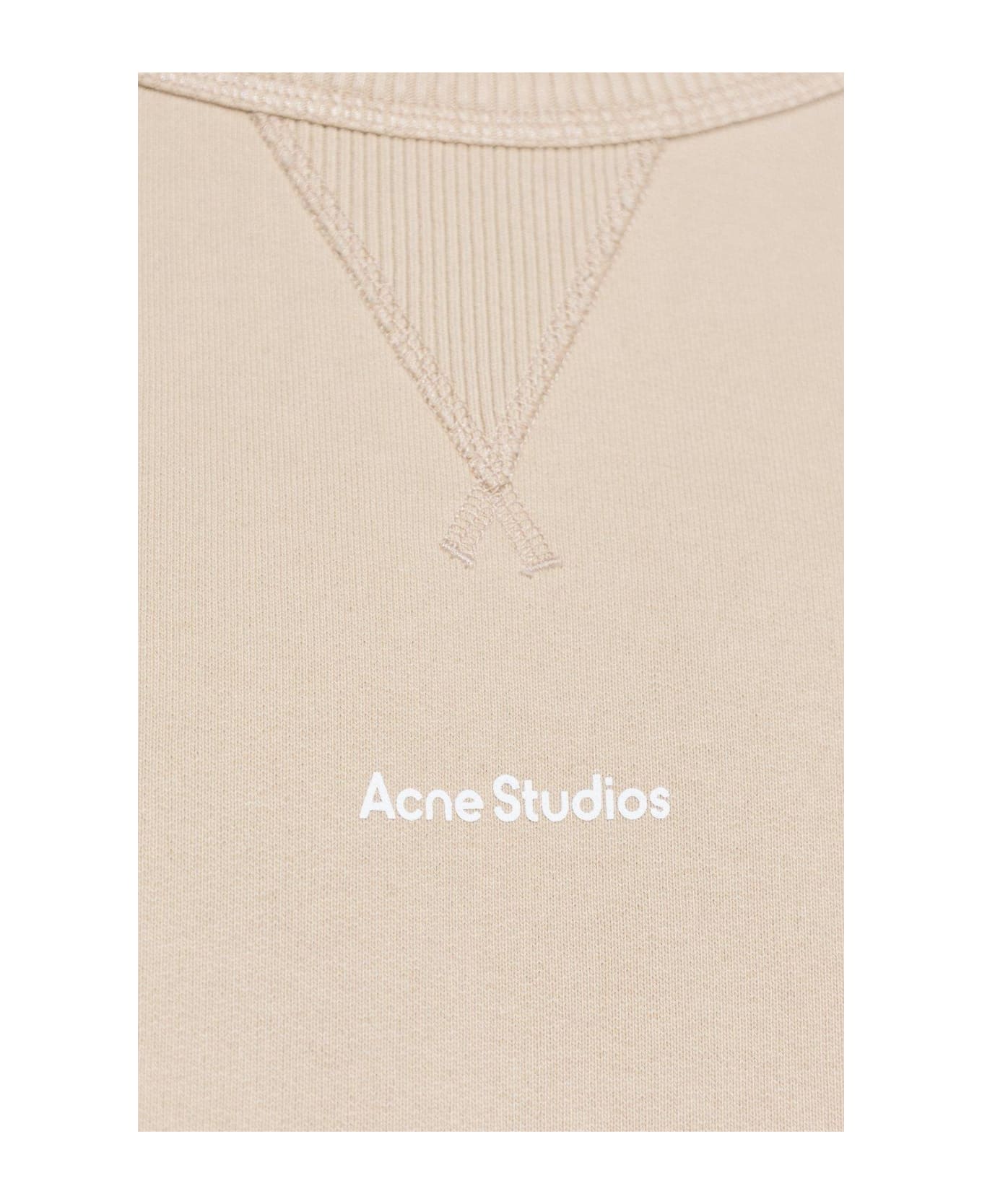 Acne Studios Logo Printed Crewneck Sweatshirt - BEIGE