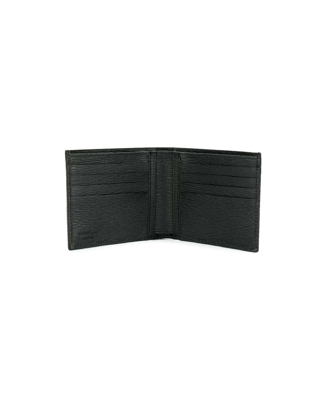 Ferragamo Black Gancini Bi-fold Wallet In Leather Man Salvatore Ferragamo - Black