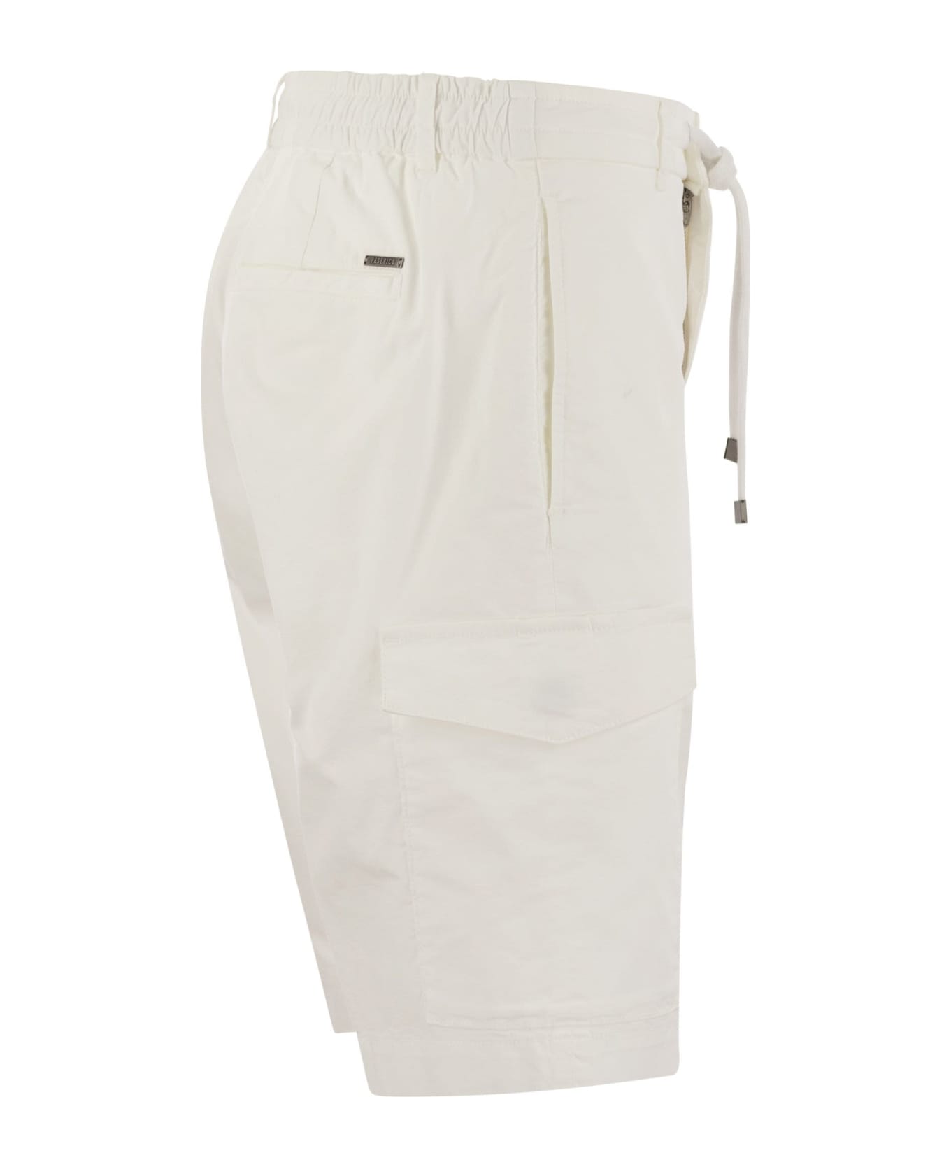 Peserico Lightweight Cotton Lyocell Canvas Jogger Bermuda Shorts - White ショートパンツ