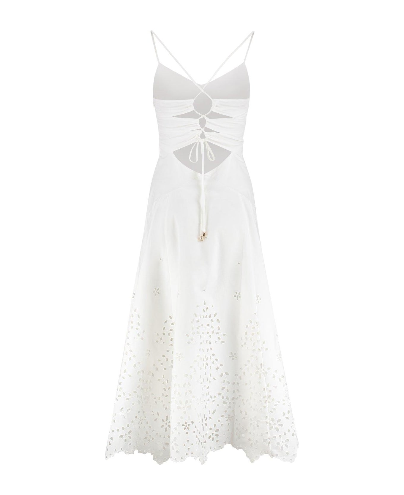 self-portrait Sweetheart Neck Sleeveless Midi Dress - White