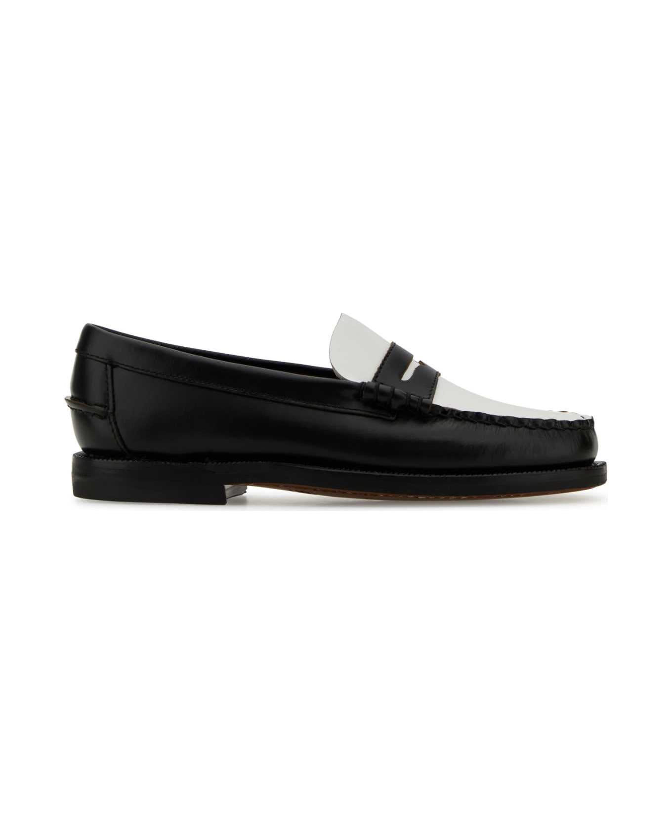 Sebago Two-tone Leather Classic Dan Loafers - BLACKWHITE