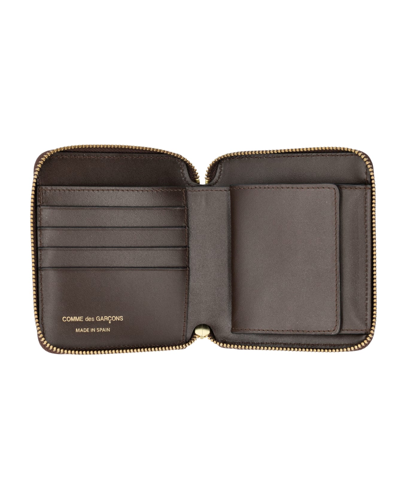 Comme des Garçons Wallet Vertical Zip Around Wallet - BROWN