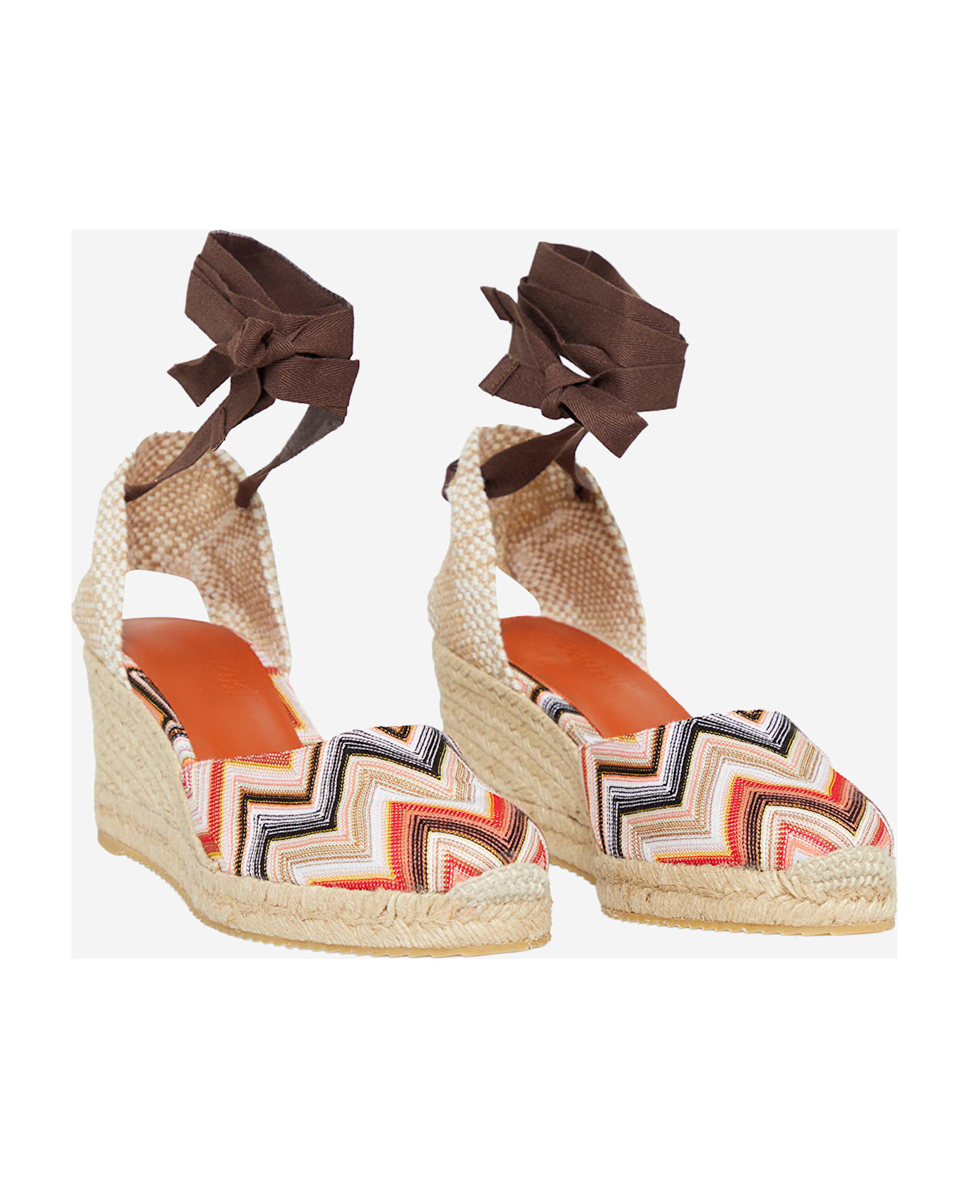 Missoni Espadrilles Zig Zag Pattern With High Wedge - Red
