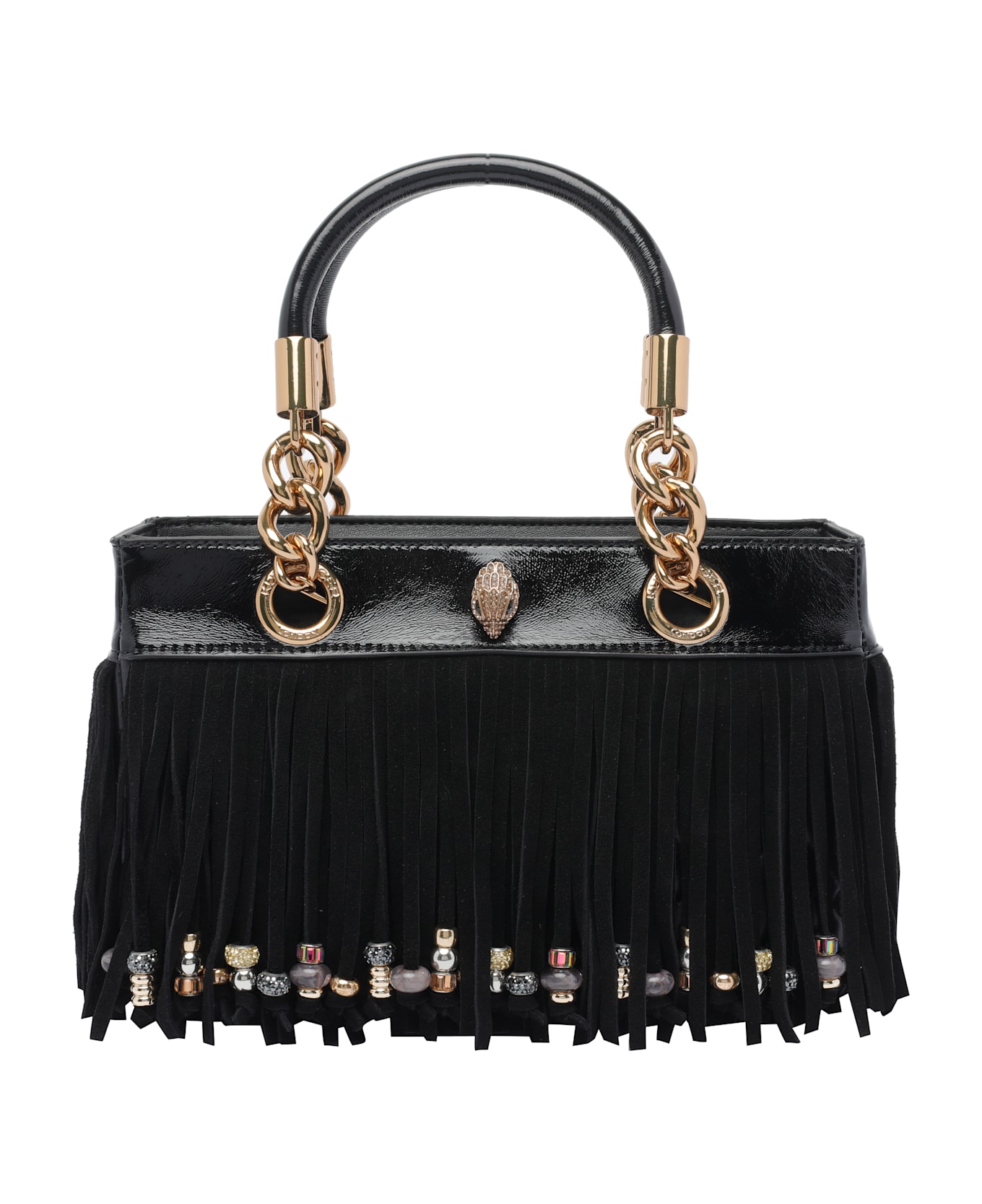 Kurt Geiger Square Kensington Fringe Handbag - Black