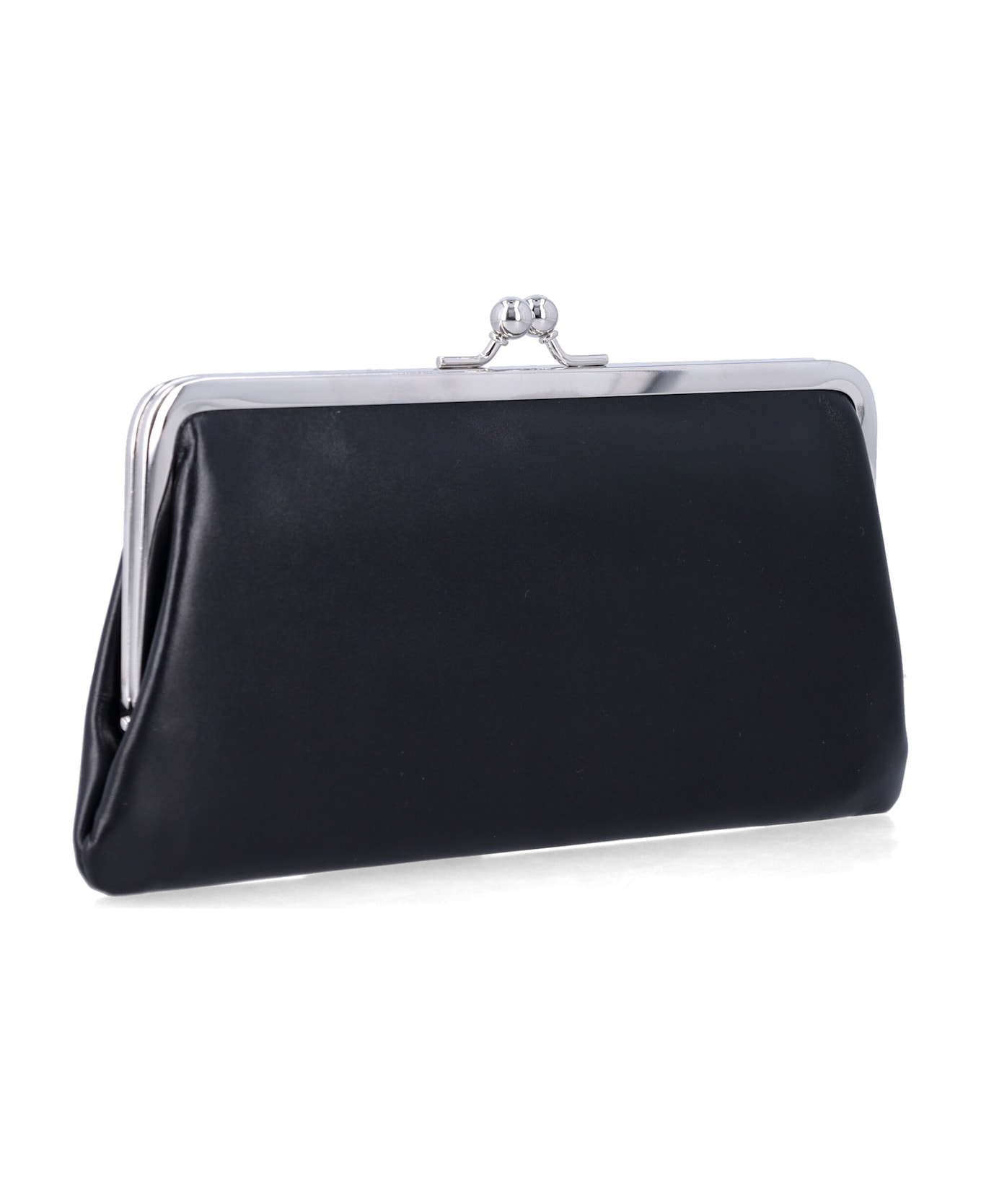 Comme des Garçons Wallet Large Smooth Leather Kiss-clasp Purse - BLACK