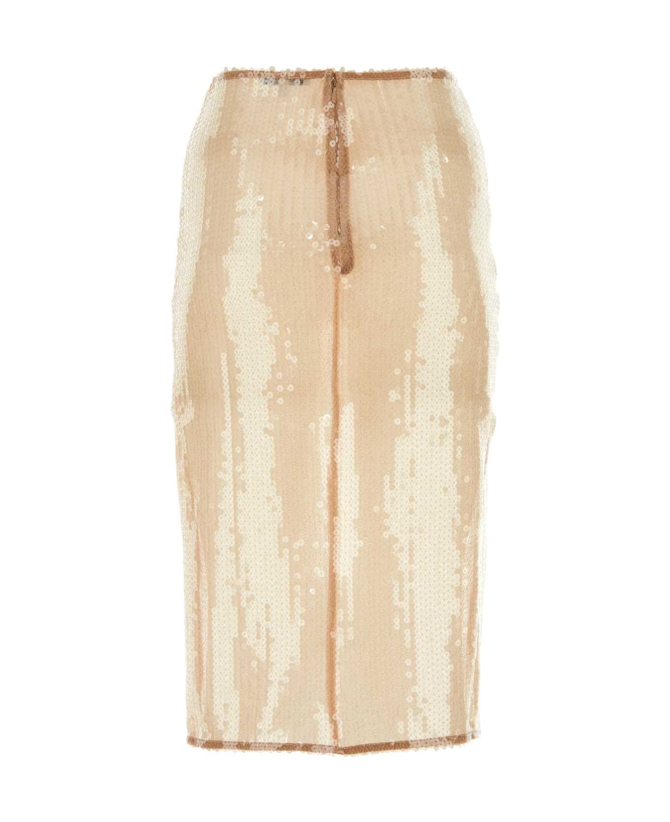 Nensi Dojaka Skin Pink Sequins Skirt - NUDE スカート