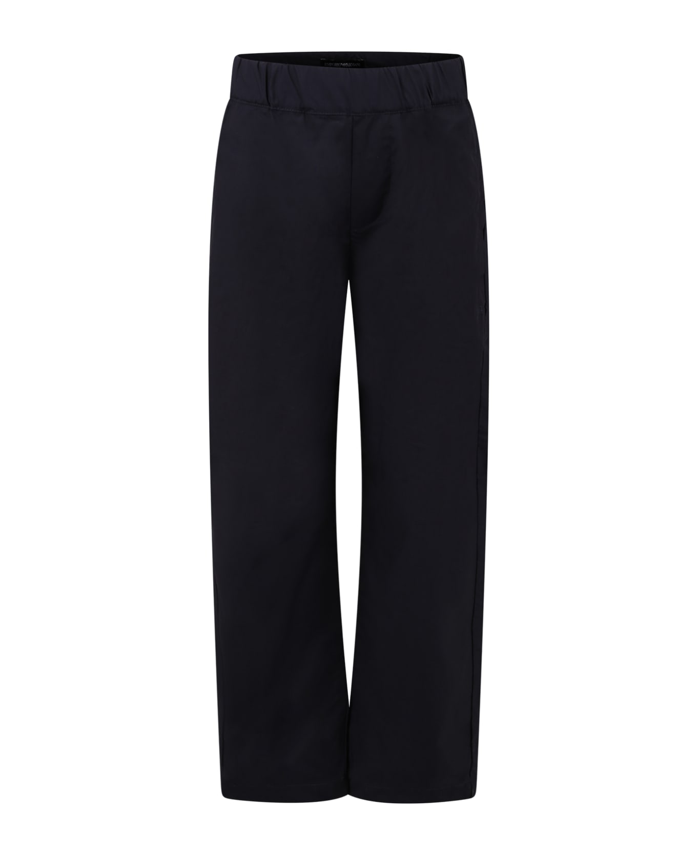 Emporio Armani Blue Trousers For Boy With Logo And Iconic Eaglet - Blue