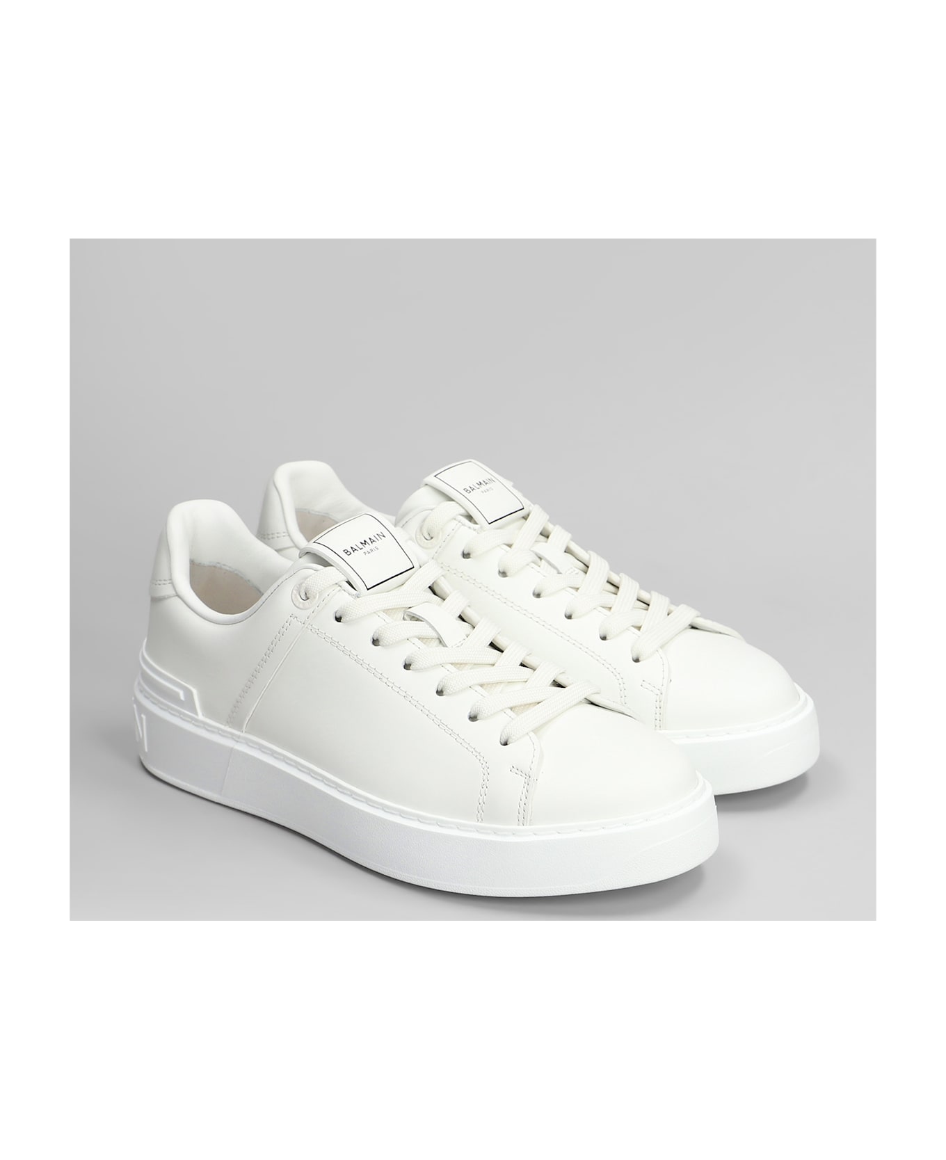 Balmain B Court Sneakers In White Leather - white
