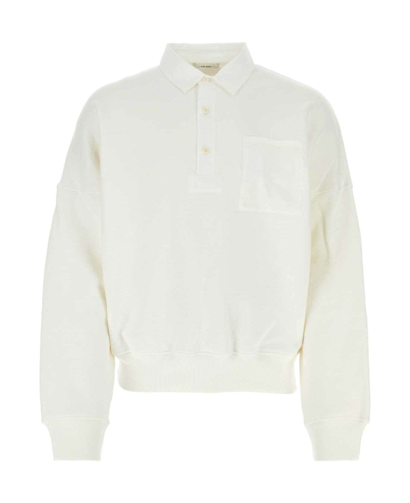 The Row White Stretch Cotton Dente Polo Shirt - MILK