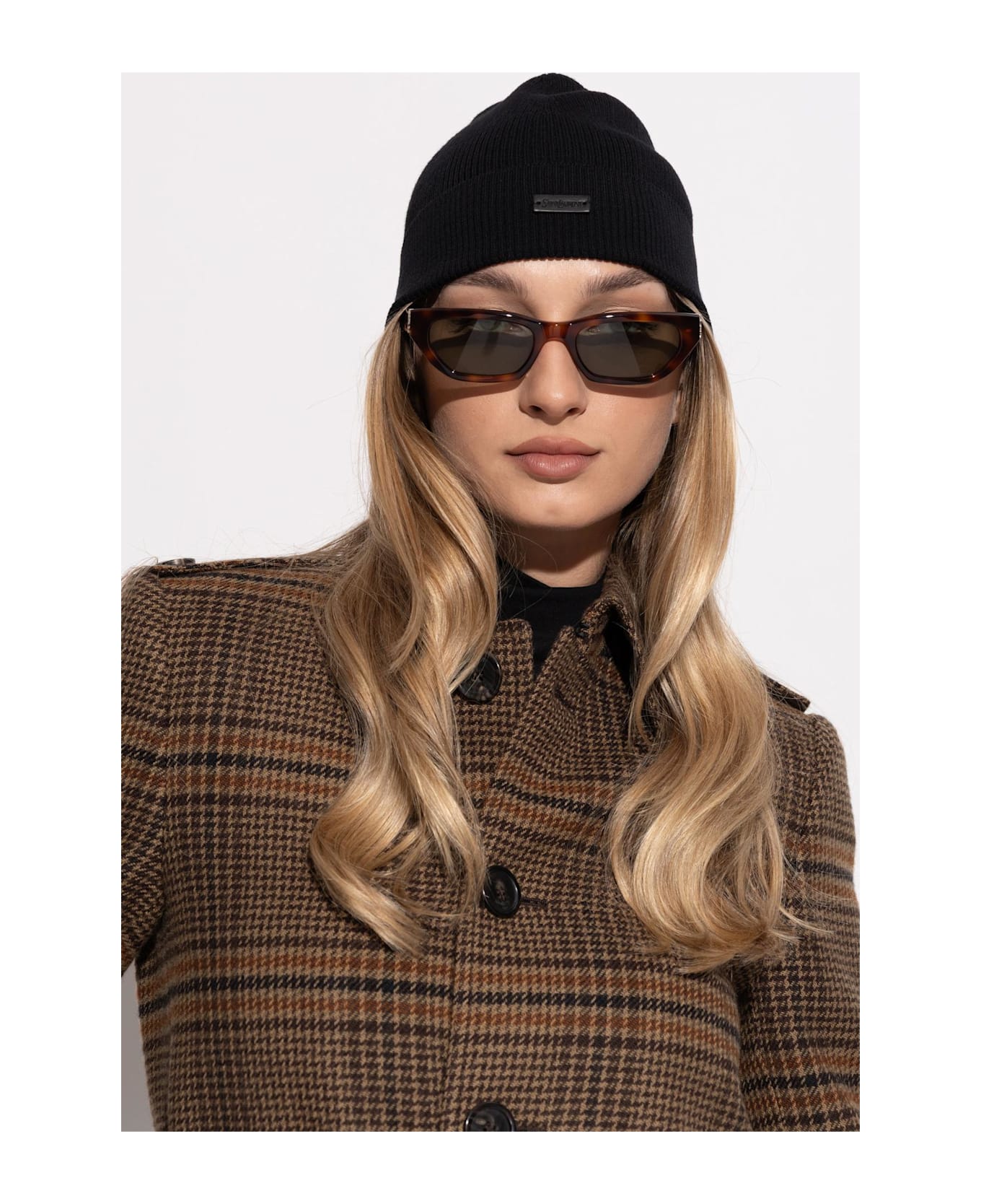 Saint Laurent Wool Beanie With Logo Patch - Nero 帽子