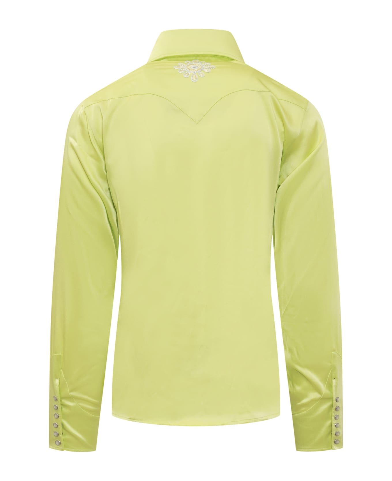 Bluemarble Shirt With Embroidery - LIME