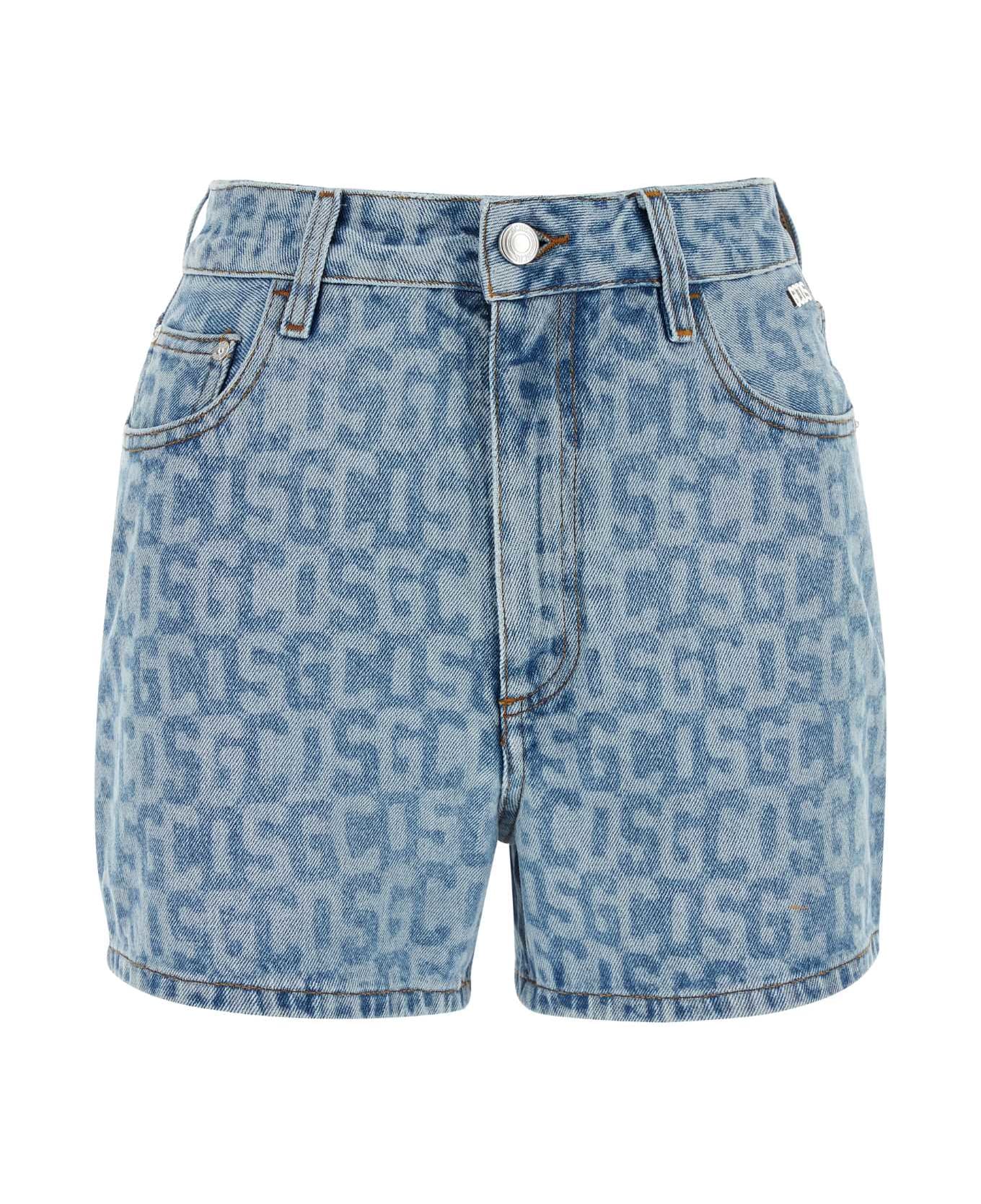 GCDS Printed Denim Shorts - Light Blue ショートパンツ