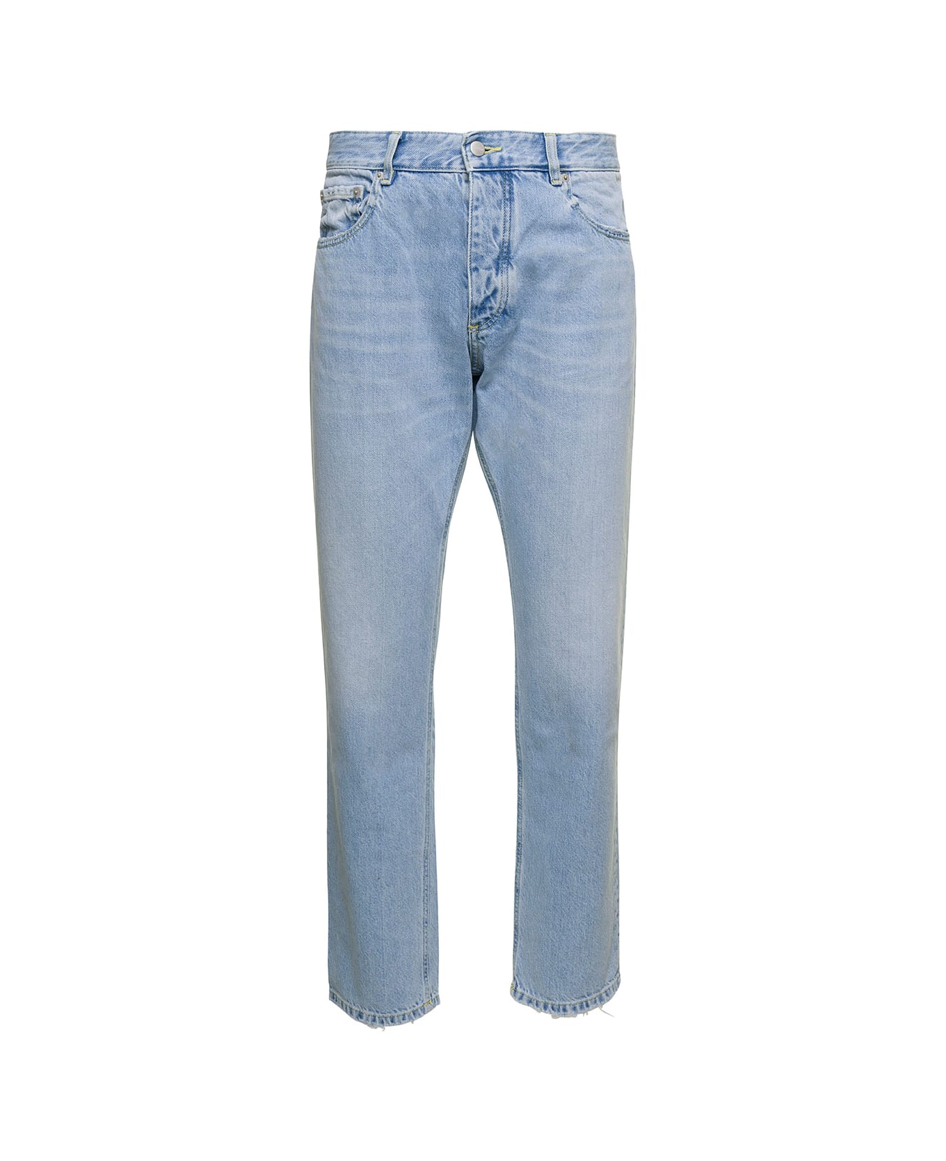 Icon Denim 'kanye' Light Blue 5-pocket Jeans With Logo Patch In Cotton Denim Man - Light blue