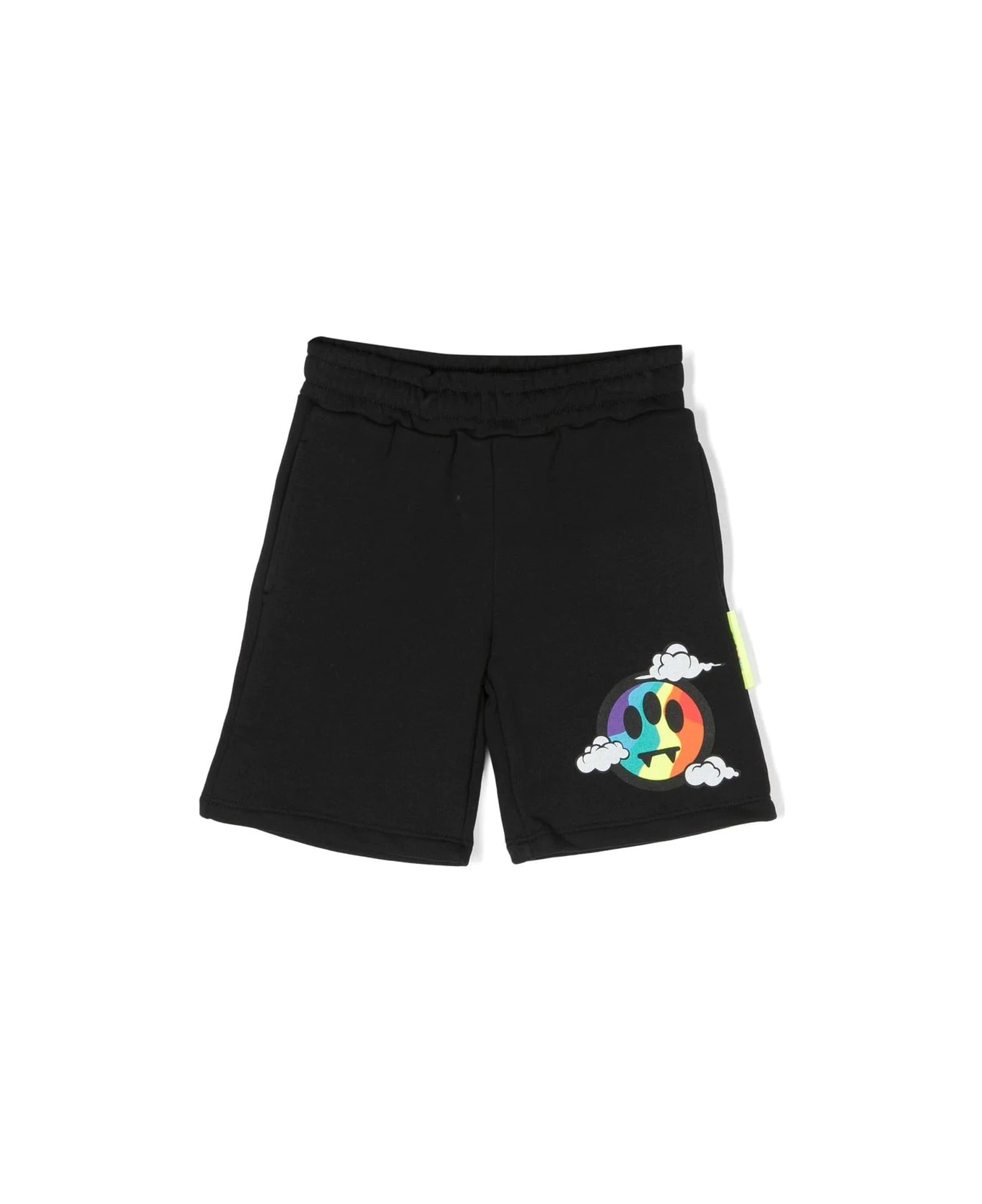 Barrow Black Shorts With Front Multicoloured Logo - Nero
