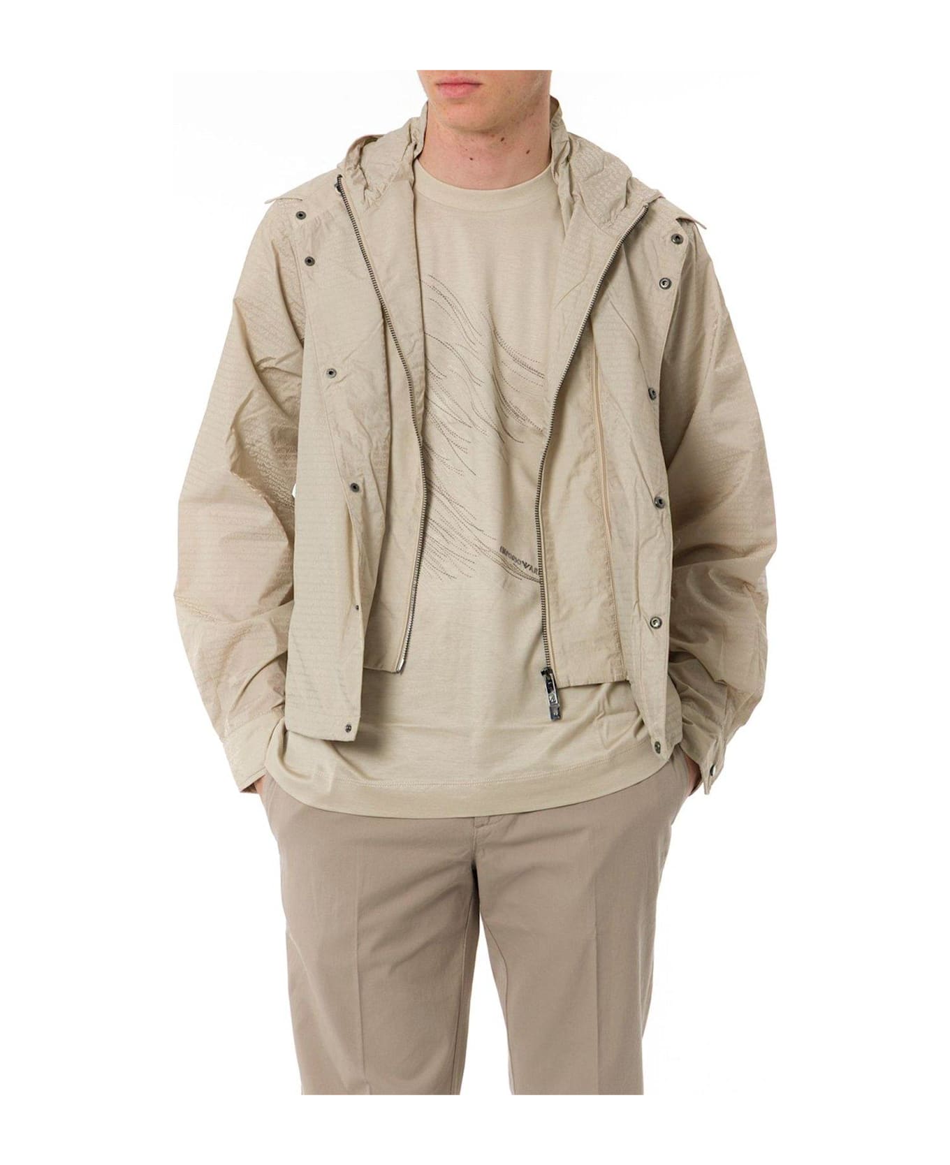 Emporio Armani Detachable Hooded Jacket - SAND