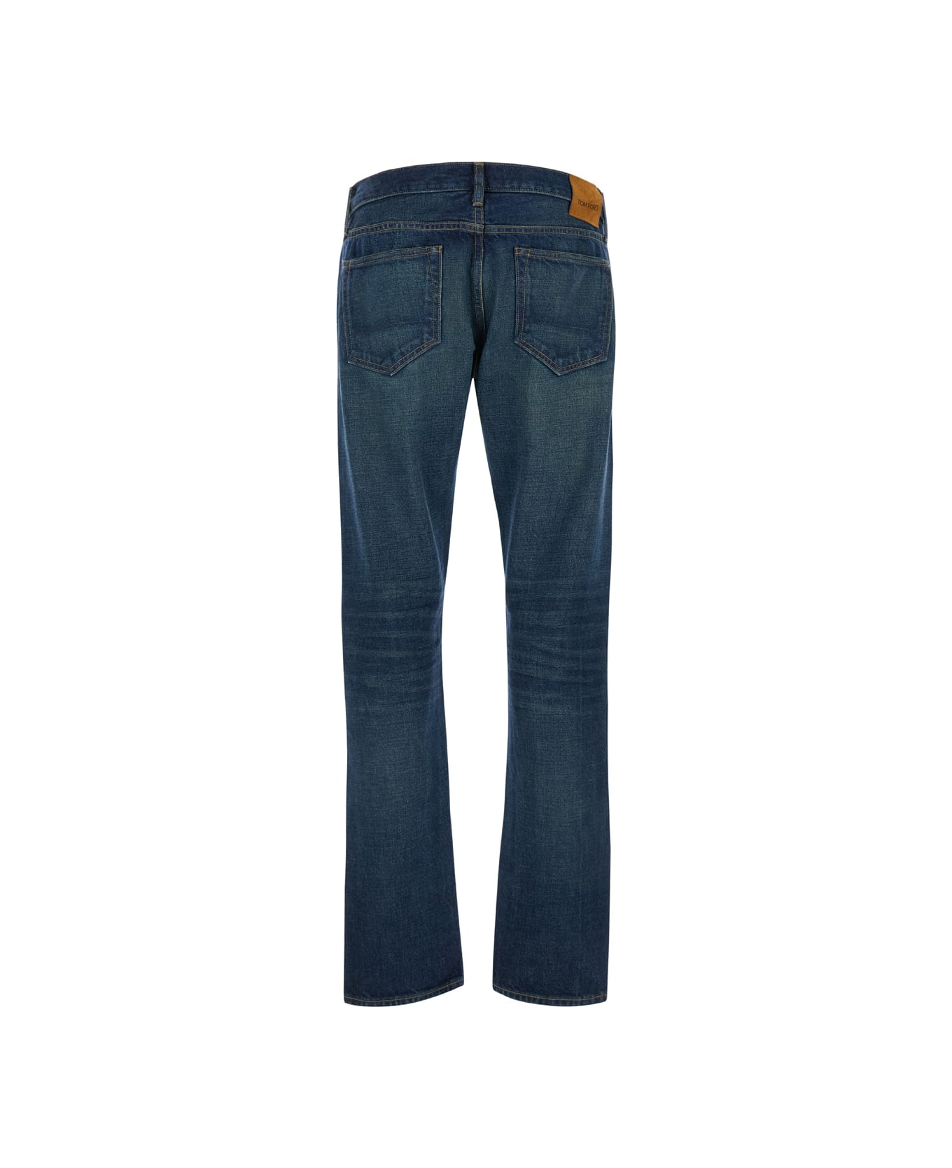 Tom Ford Blue Denim Mid-rise Slim Fit Jeans In Cotton Man - Blu