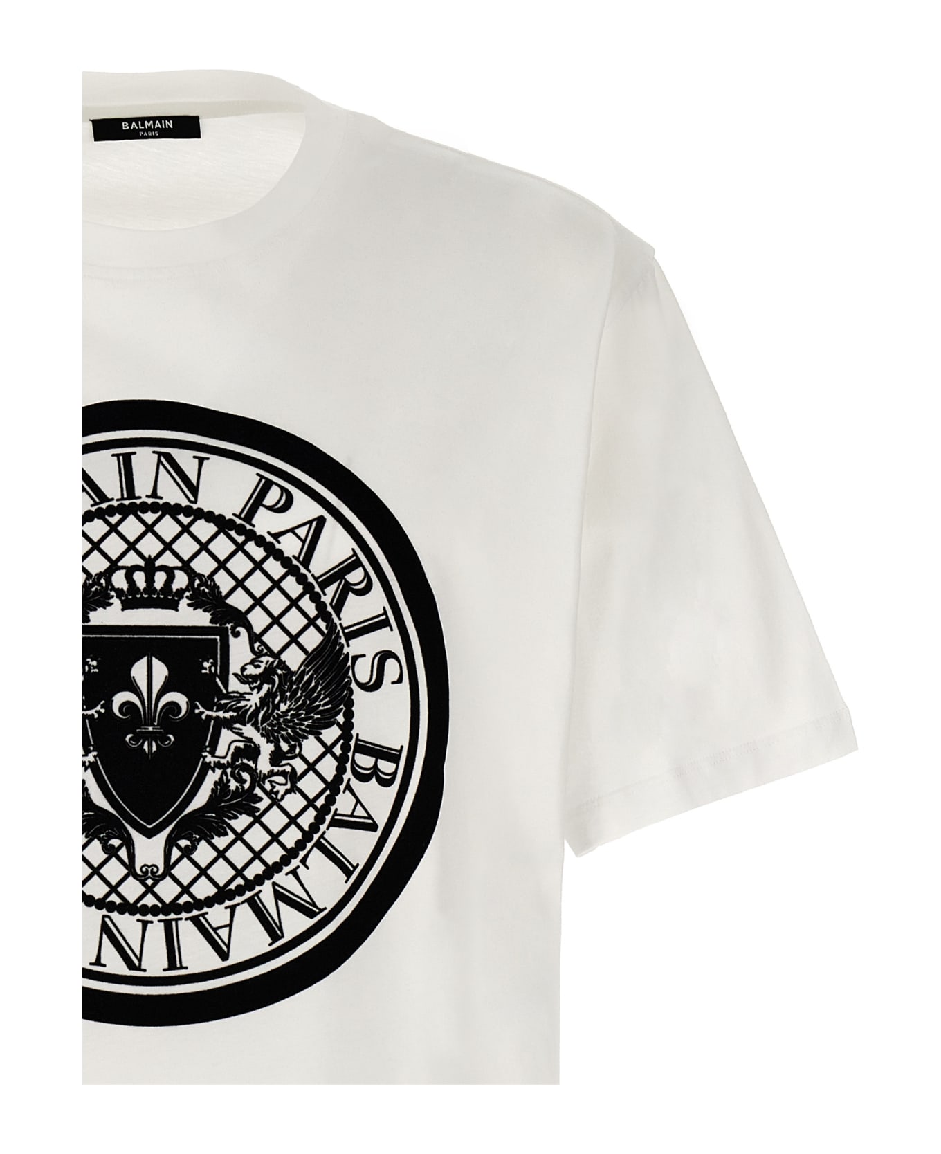 Balmain T-shirt With Flocked Coin Print - White/Black