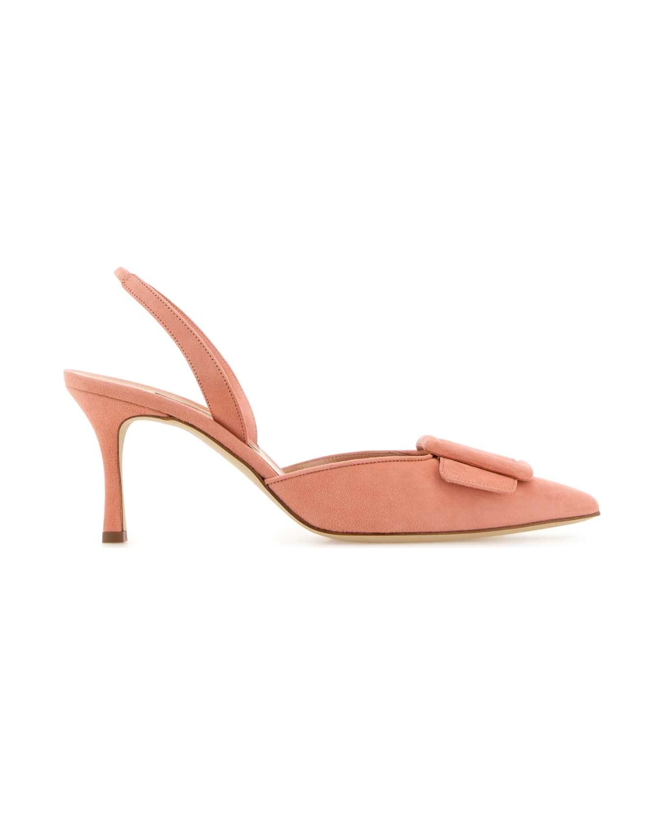 Manolo Blahnik Dark Pink Suede Maysli Pumps - MCOR