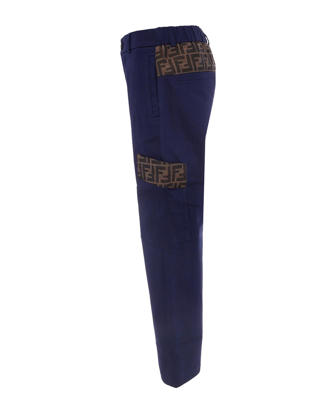 Fendi Blue Pants With Ff Details For Boy - Blue