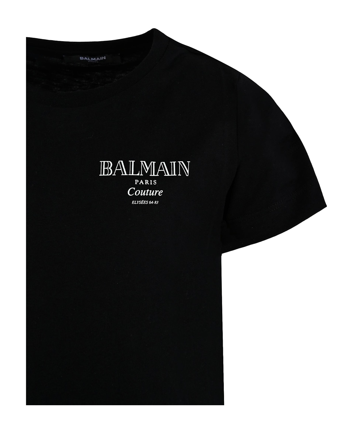 Balmain Black T-shirt For Kids With Logo - BLACK