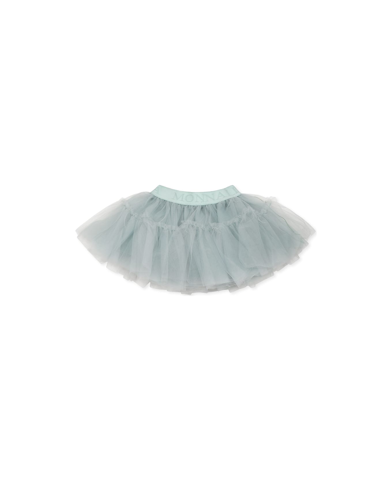 Monnalisa Light Blue Skirt For Baby Girl With Logo - Light Blue