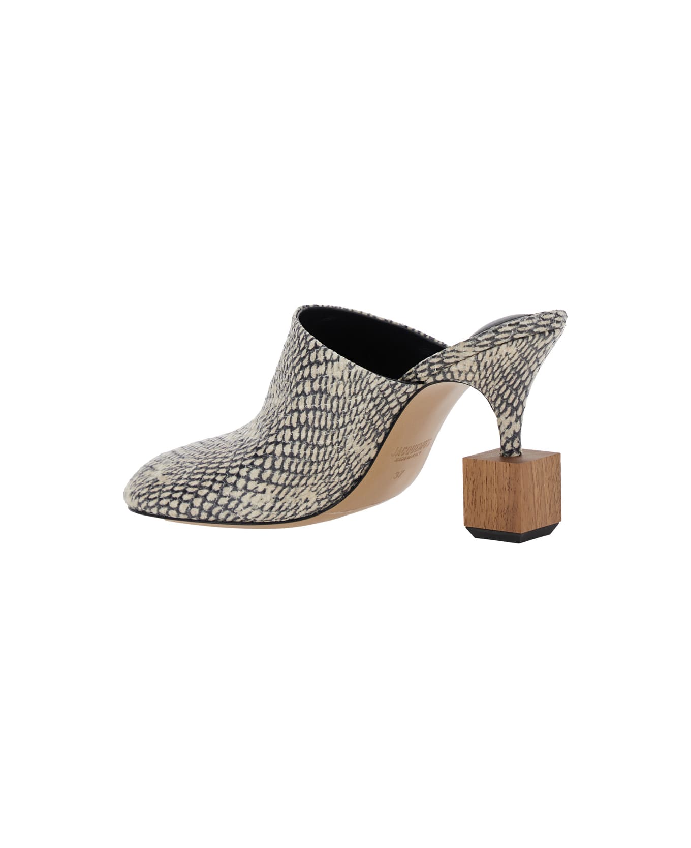 Jacquemus 
les Bisou
 Beige Mules With Snakeskin Effect And High Heel In Leather Woman - Beige