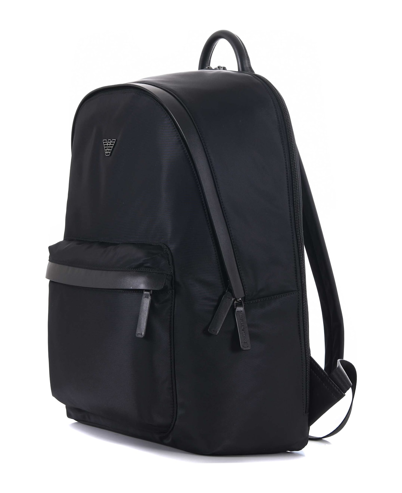 Emporio Armani Round Shape Nylon Backpack - Black