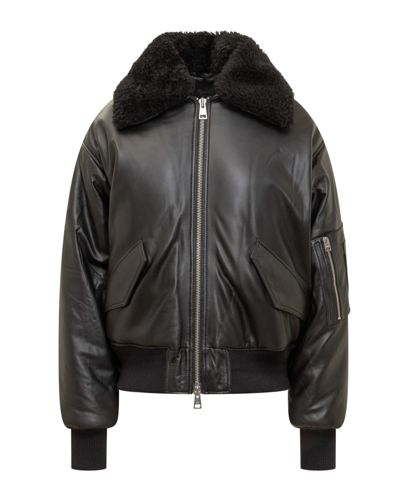 Ami Alexandre Mattiussi Leather Jacket - BLACK