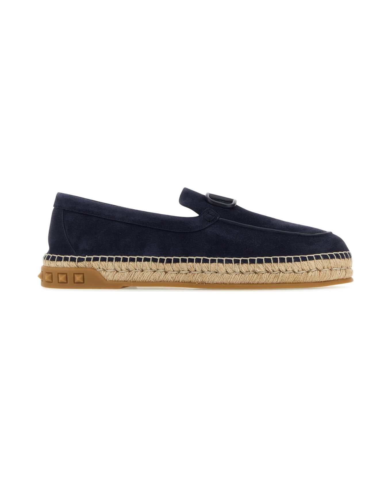 Valentino Garavani Navy Blue Split-leather Leisure Flows Espadrilles - MARINE