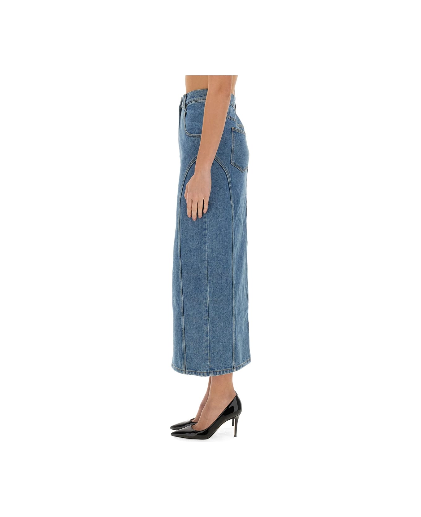 Nina Ricci Long Denim Skirt - DENIM