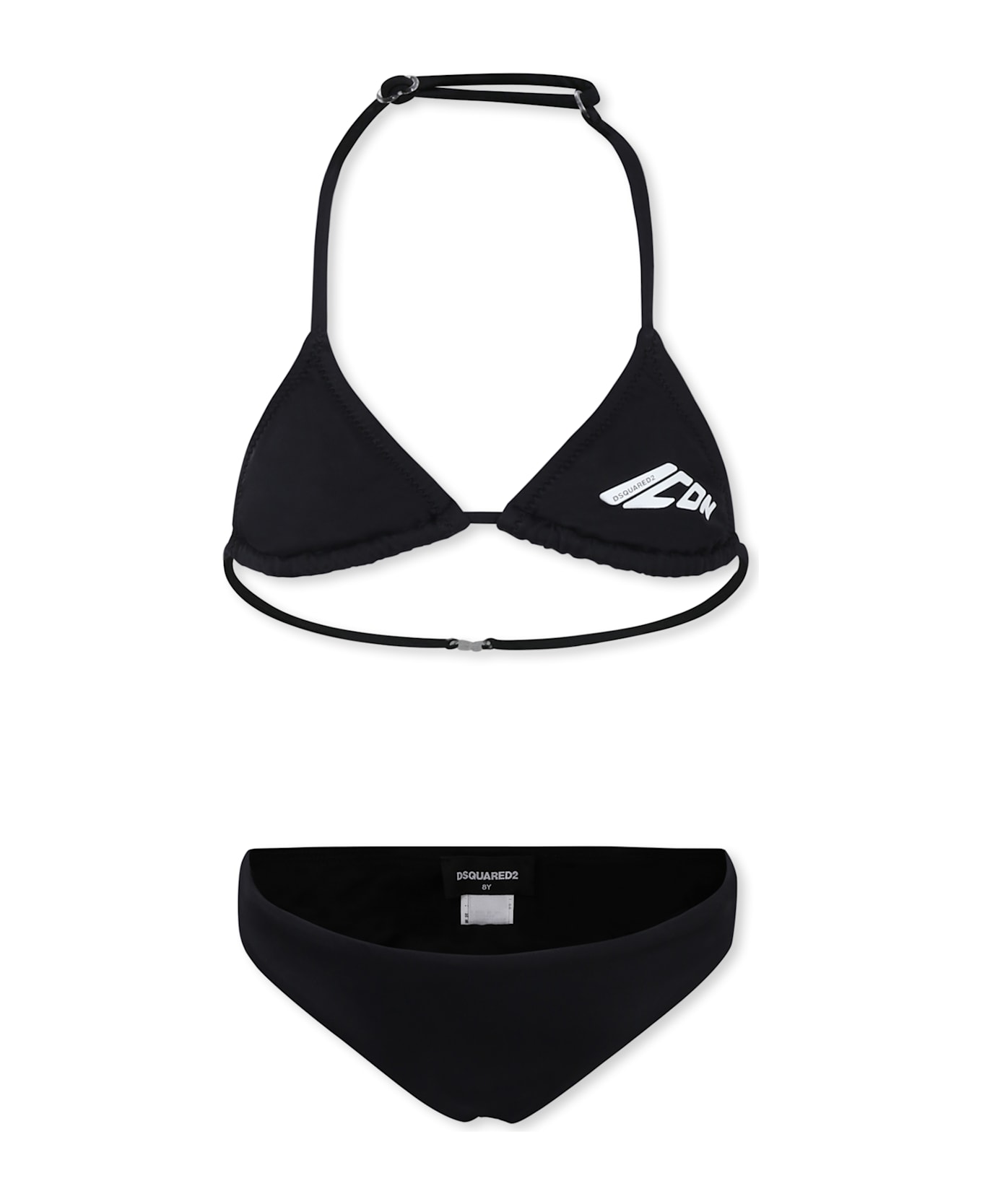 Dsquared2 Black Bikini For Girl With Logo - Black